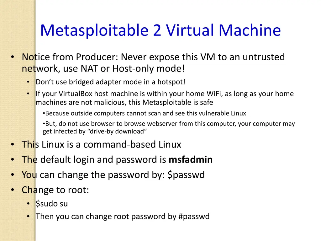 metasploitable 2 virtual machine