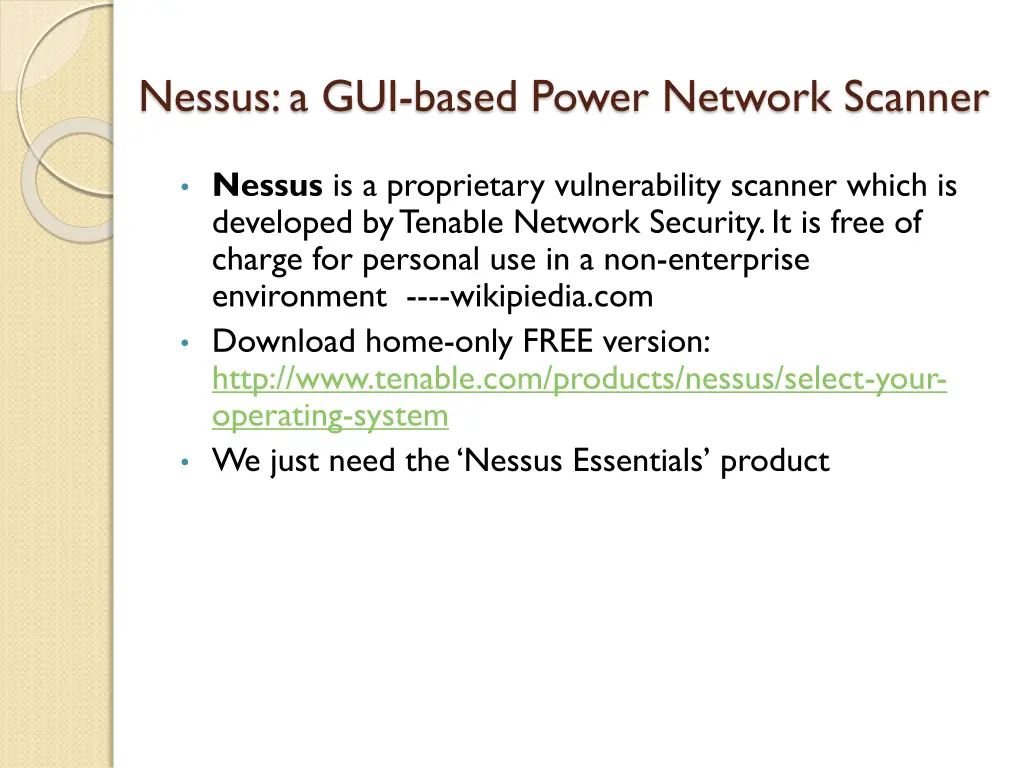 nessus a gui based power network scanner