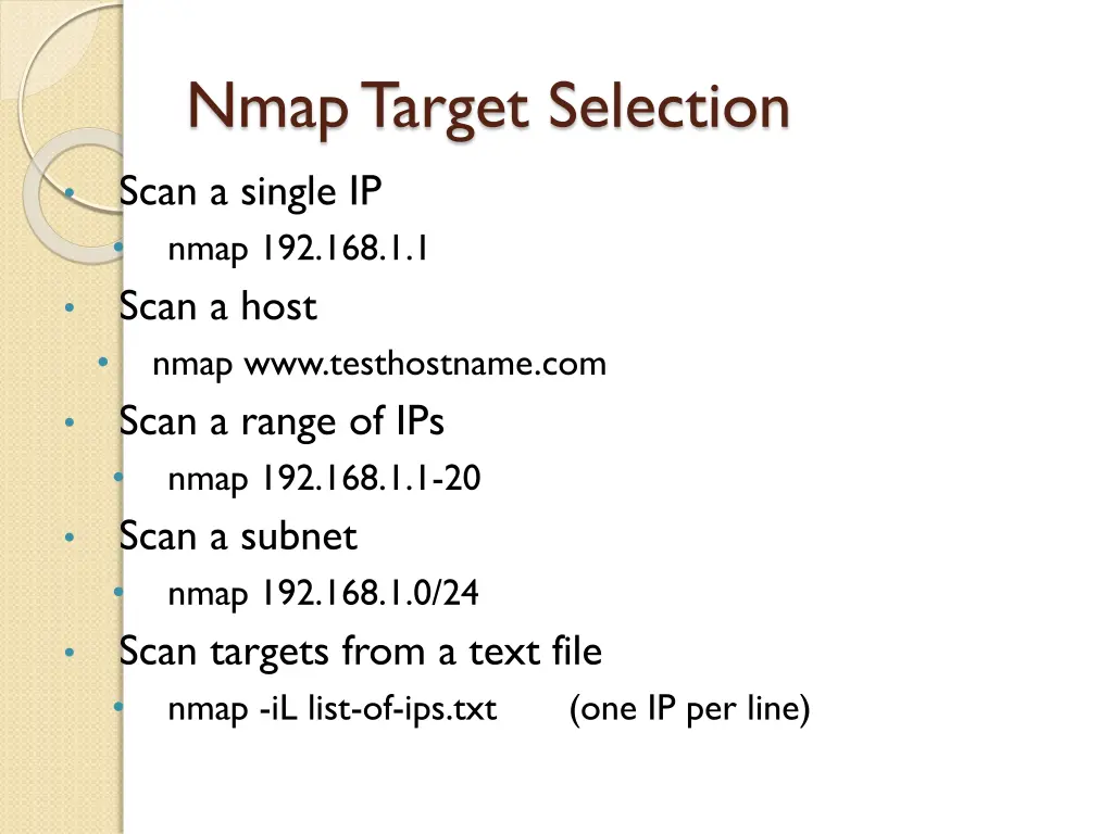 nmap target selection