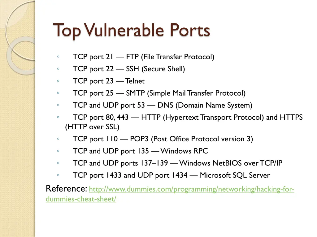 top vulnerable ports