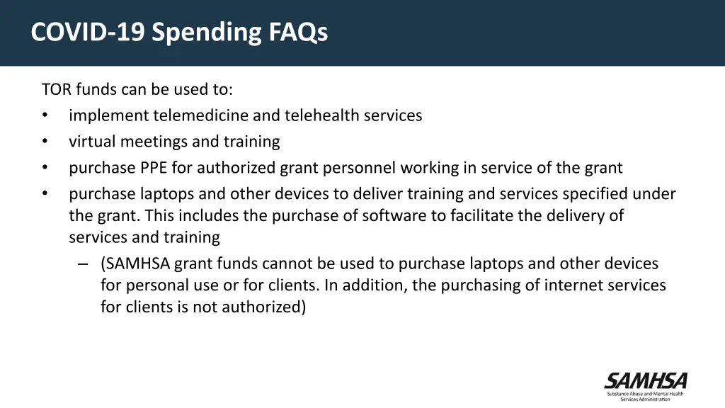 covid 19 spending faqs