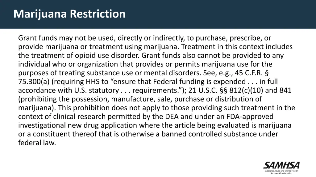 marijuana restriction