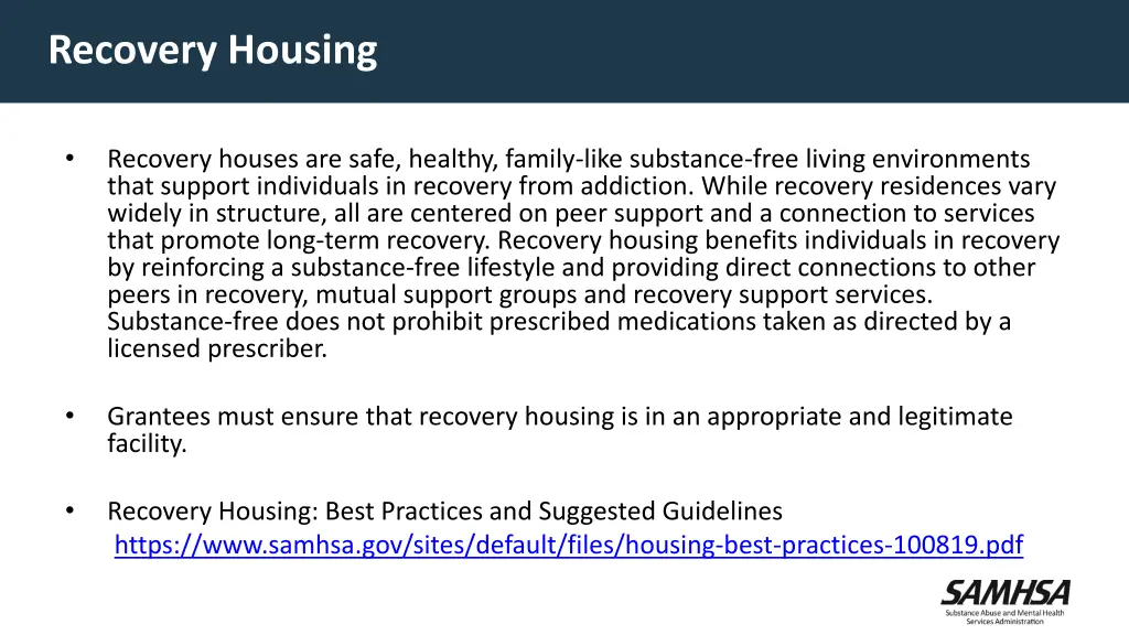 recovery housing