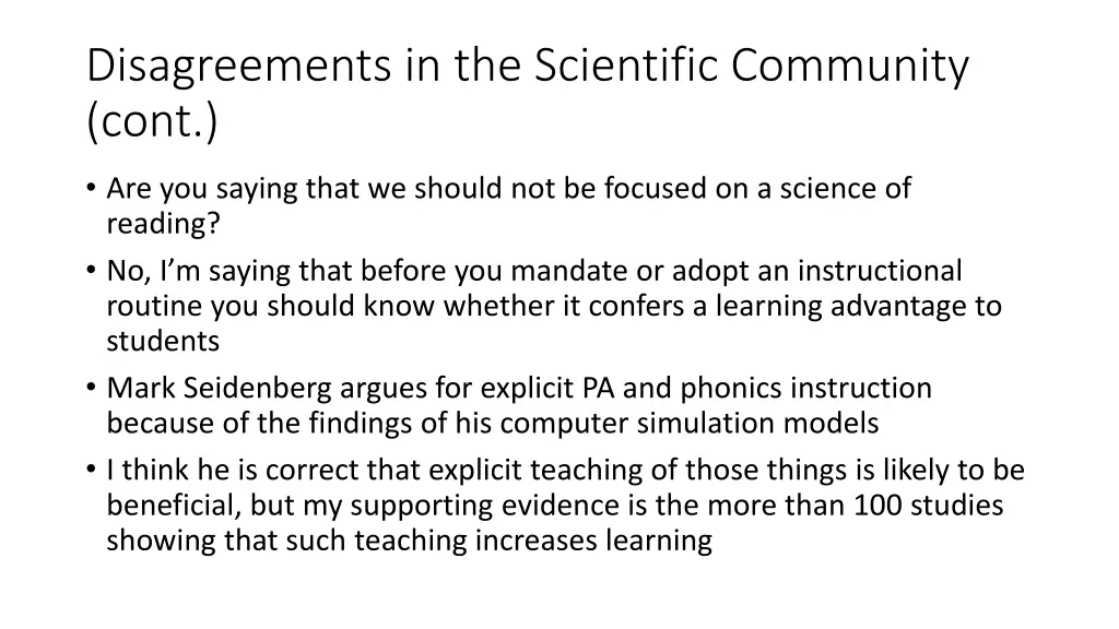 disagreements in the scientific community cont 6