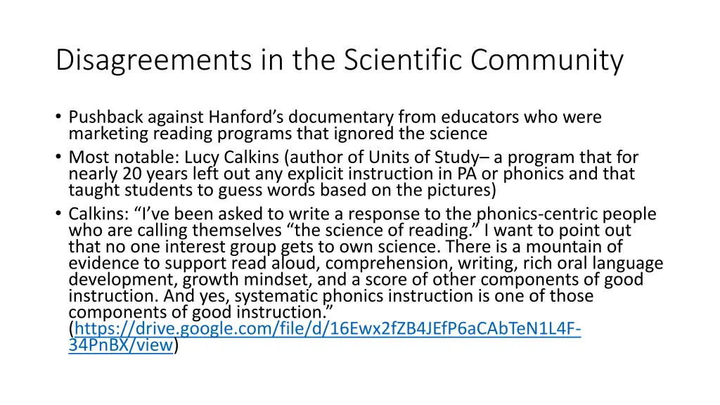 disagreements in the scientific community