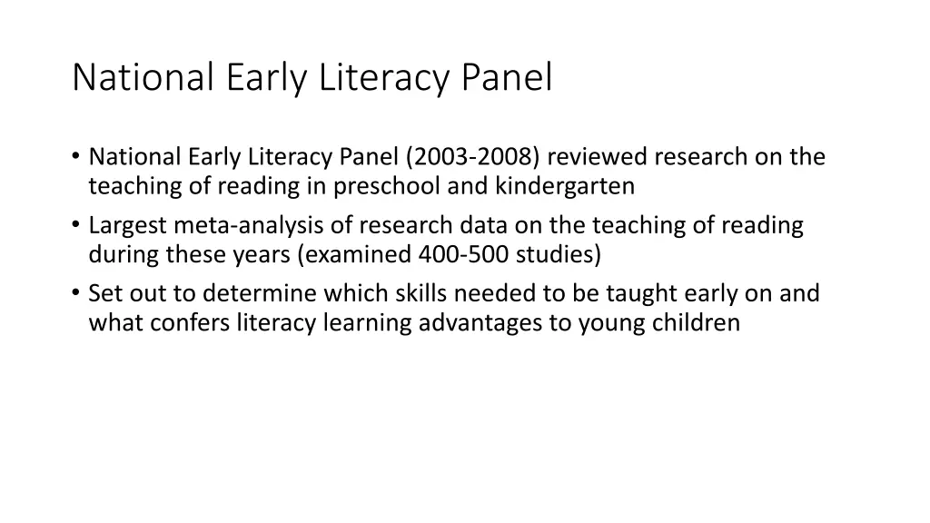 national early literacy panel