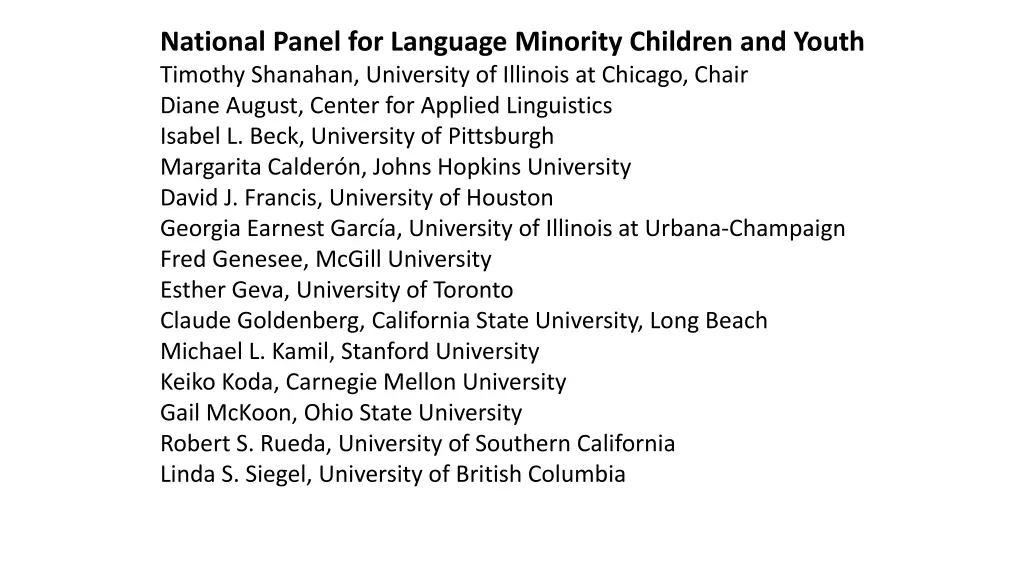 national panel for language minority children