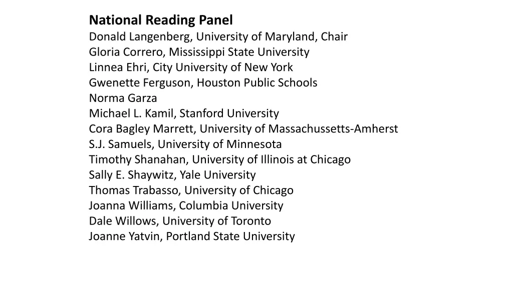 national reading panel donald langenberg