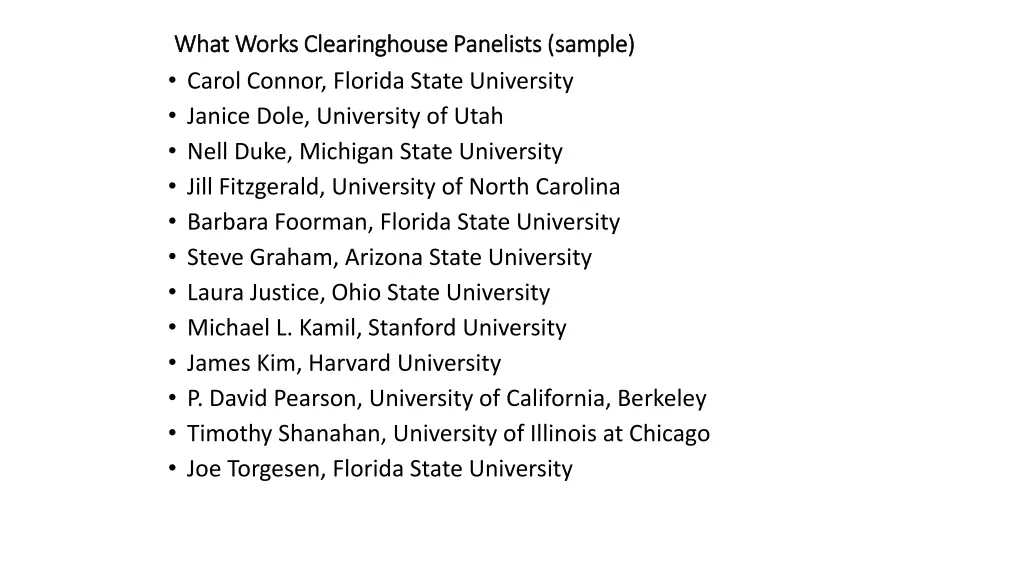 what works clearinghouse panelists sample what