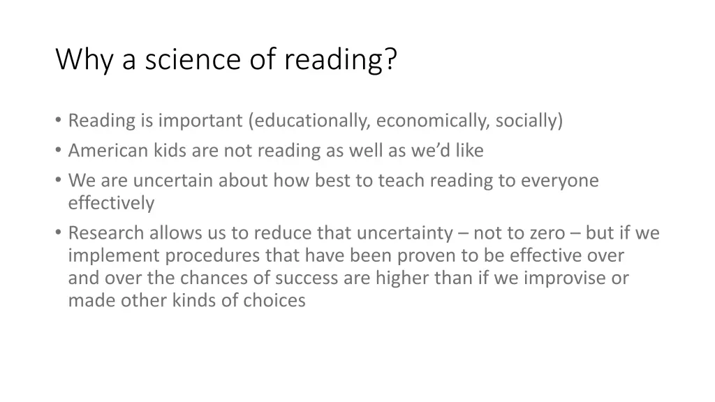 why a science of reading