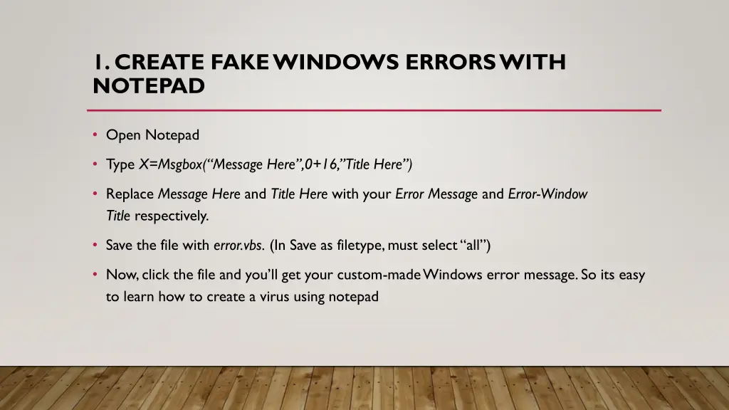 1 create fake windows errors with notepad