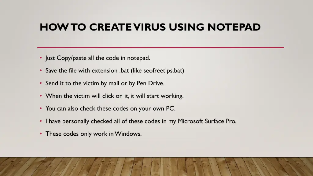 how to create virus using notepad