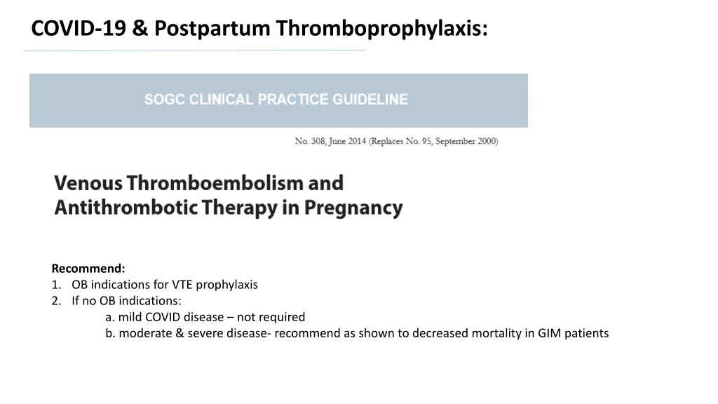 covid 19 postpartum thromboprophylaxis