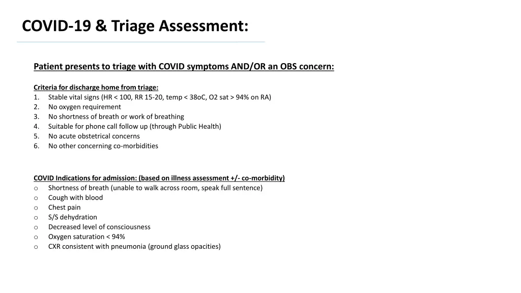 covid 19 triage assessment