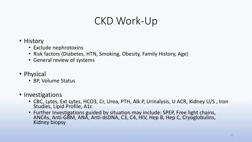 ckd work up