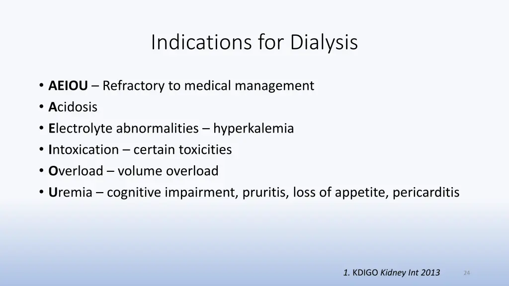 indications for dialysis