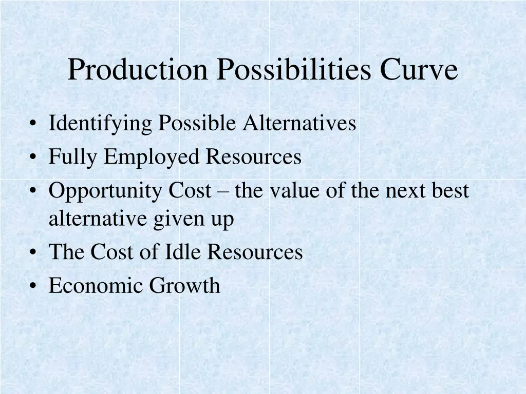 production possibilities curve