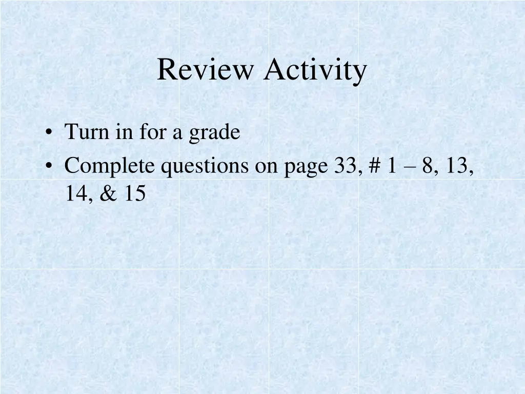 review activity