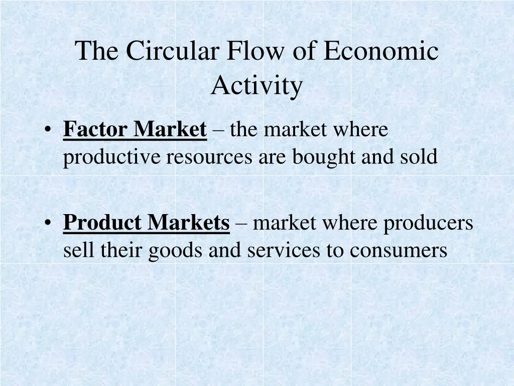 the circular flow of economic activity