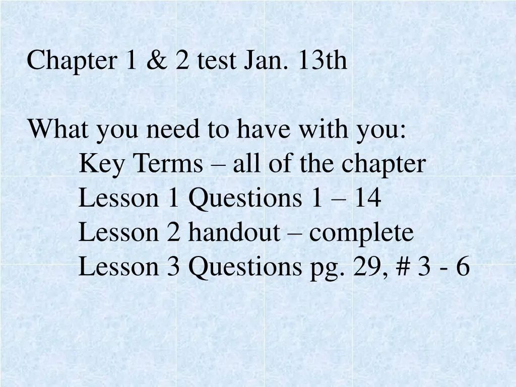 chapter 1 2 test jan 13th