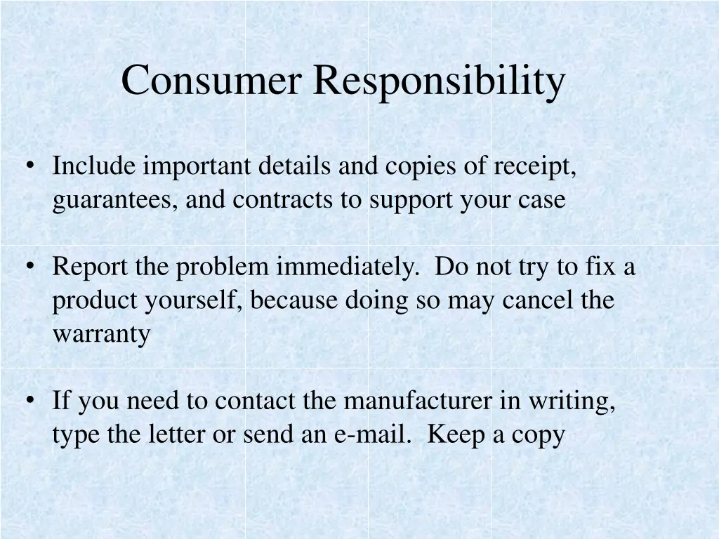 consumer responsibility