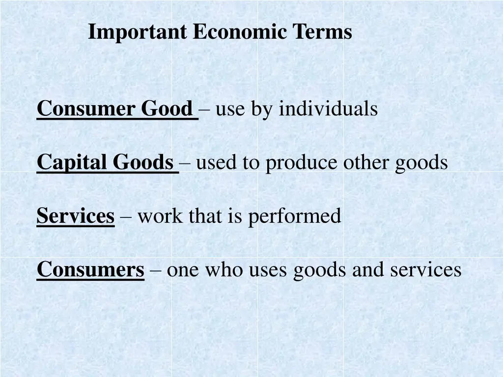 important economic terms