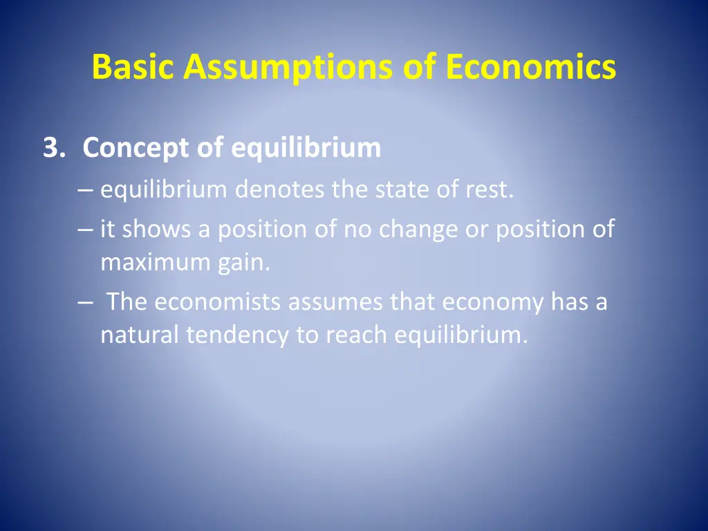 basic assumptions of economics 2