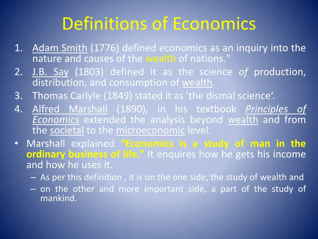 definitions of economics