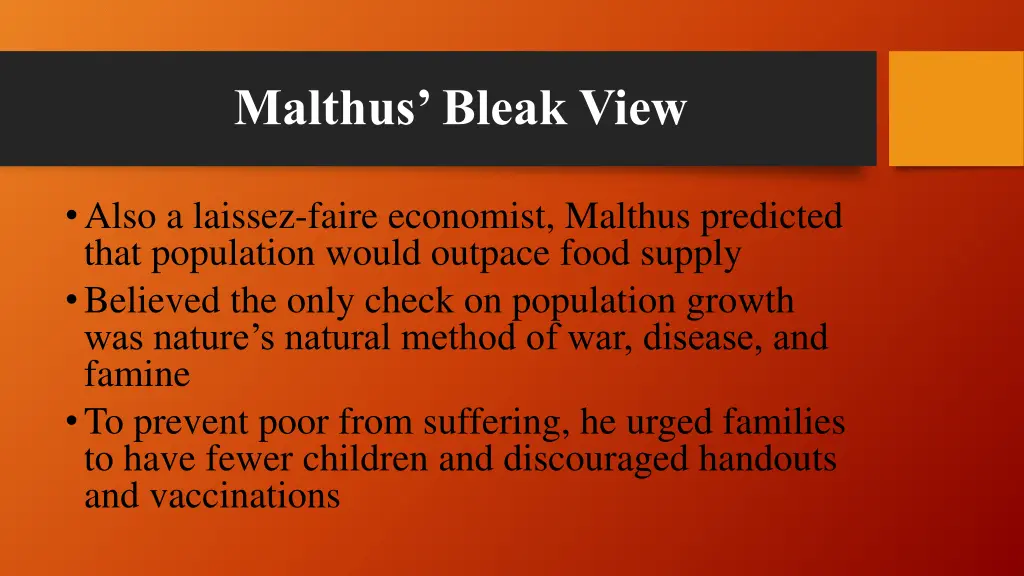 malthus bleak view