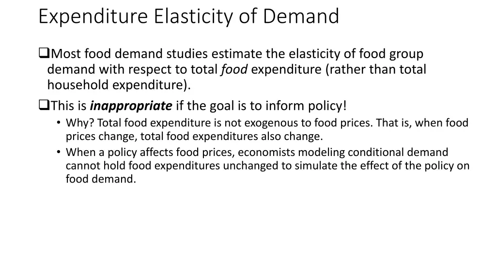 expenditure elasticity of demand 1