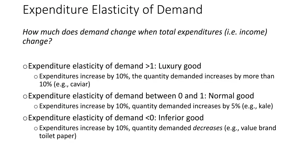 expenditure elasticity of demand