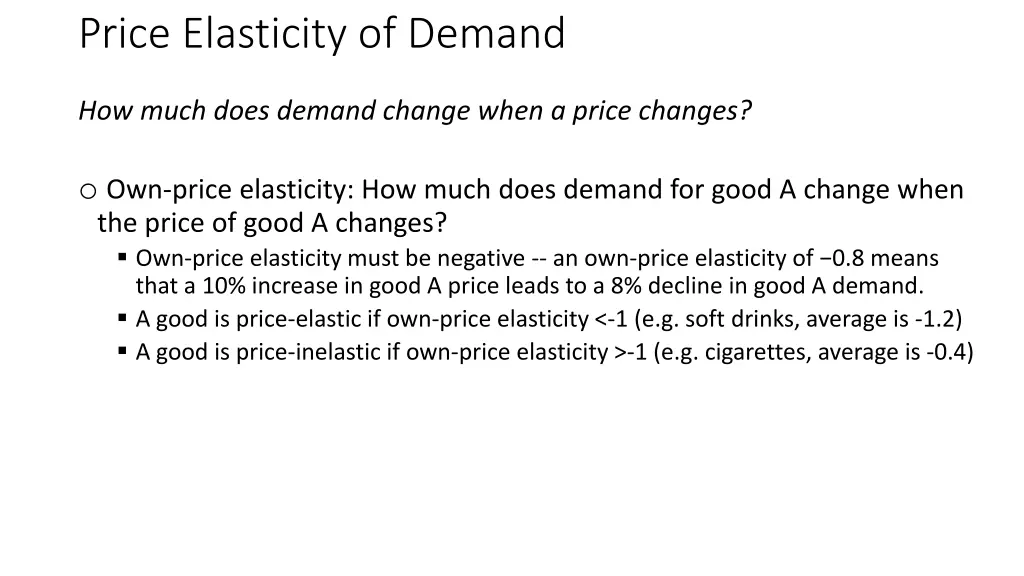 price elasticity of demand