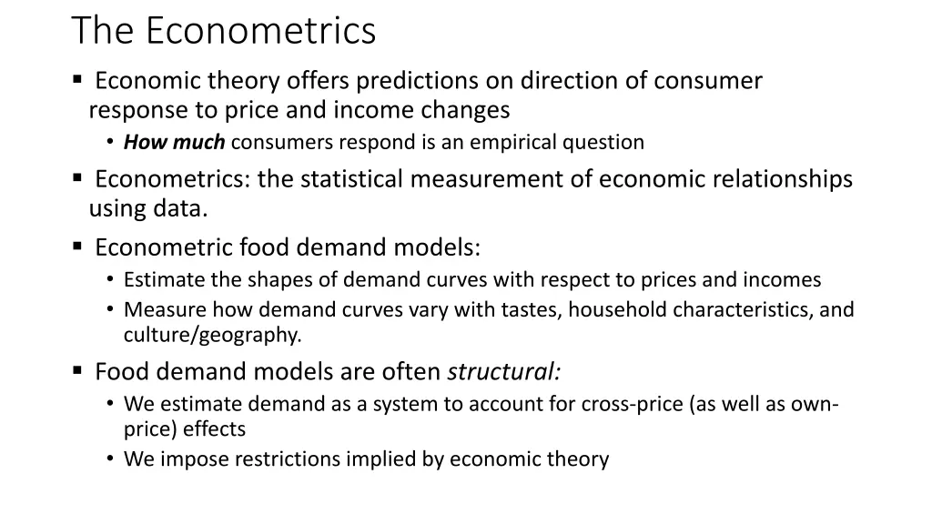 the econometrics economic theory offers