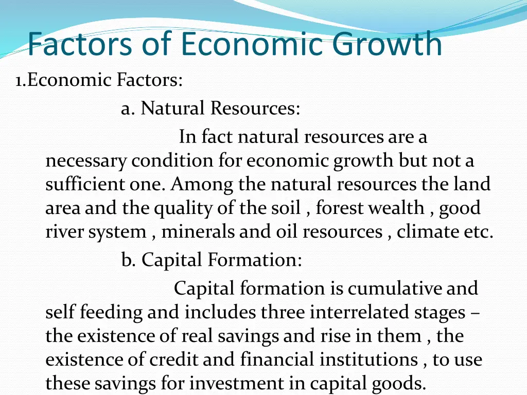 factors of economic growth 1 economic factors