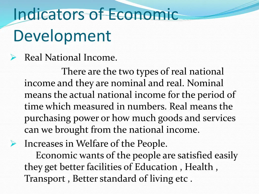 indicators of economic development