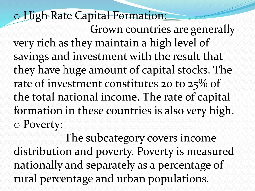 o high rate capital formation grown countries