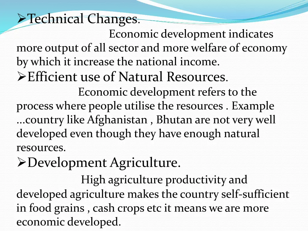 technical changes more output of all sector