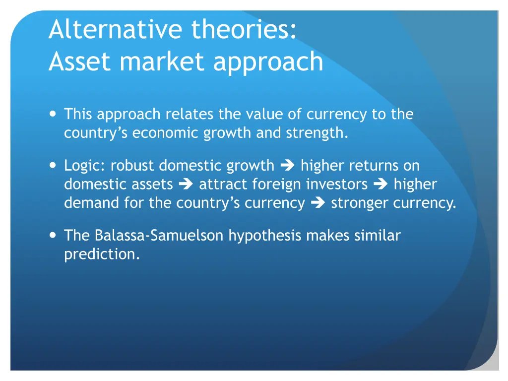 alternative theories asset market approach