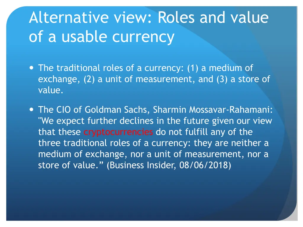 alternative view roles and value of a usable