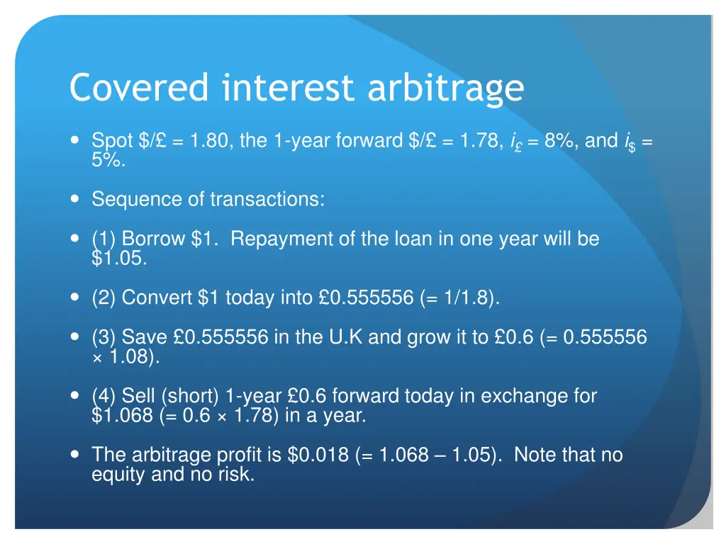 covered interest arbitrage