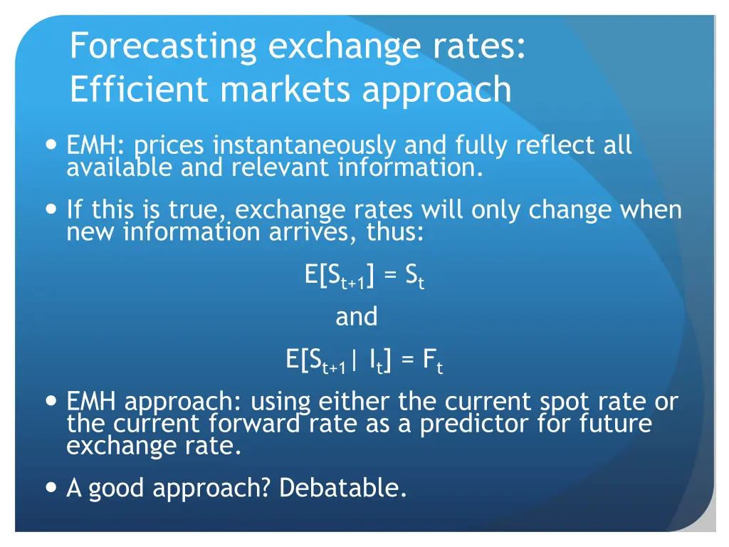 forecasting exchange rates efficient markets