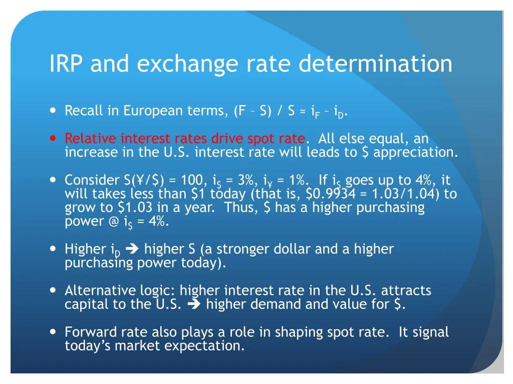 irp and exchange rate determination