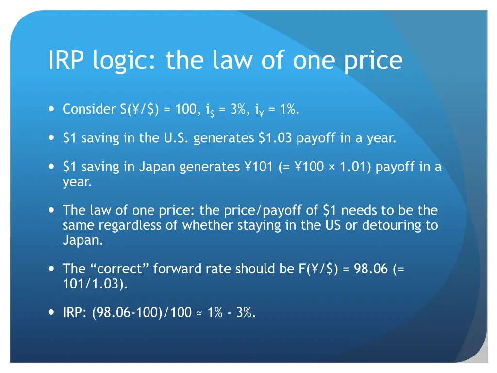 irp logic the law of one price