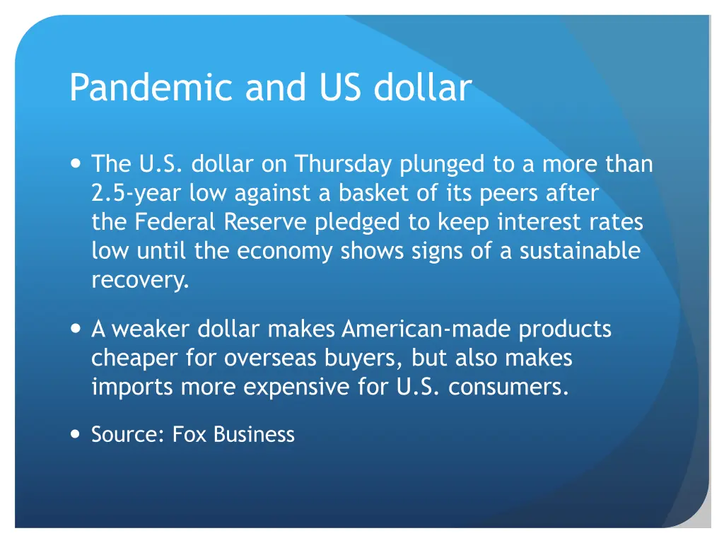 pandemic and us dollar