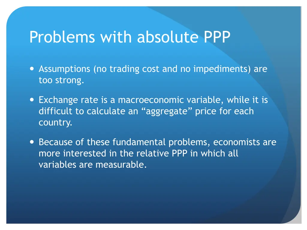 problems with absolute ppp