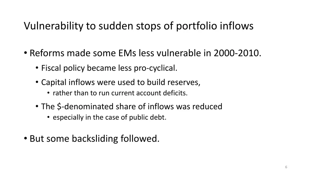 vulnerability to sudden stops of portfolio inflows