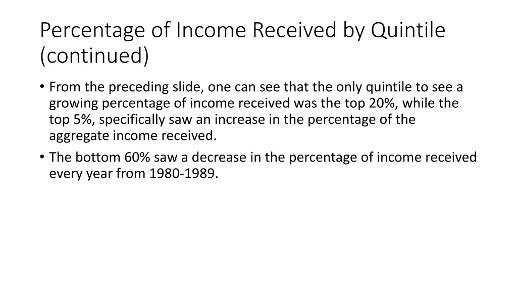 percentage of income received by quintile 1