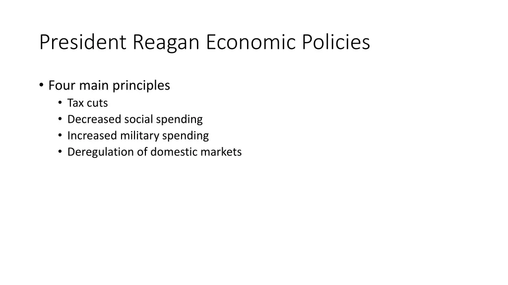 president reagan economic policies