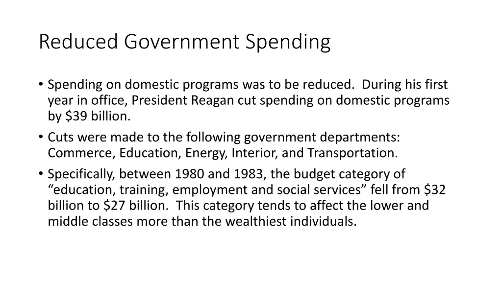 reduced government spending