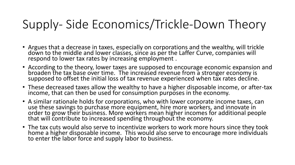 supply side economics trickle down theory